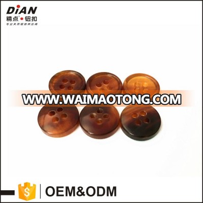 DIAN ,Brown Buffalo Horn Button For Clothes,4 Holes Shirt Button ,3.1mm Thickness