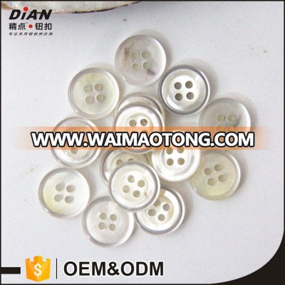 DIAN Natural 4 holes white mother of pearl shell button with transparent resin combination