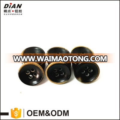 DIAN ,4 Holes 18L Black With Burnt Rim Horn Button For Shirt