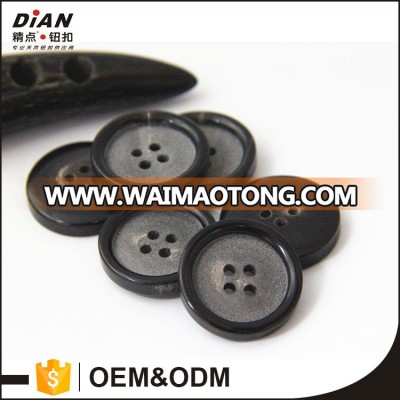 DIAN Genuine Natural Black Horn Blazer & Suits Button Set - Wide Tip rim - For Blazer, Sport Coat, Uniform, Jacket